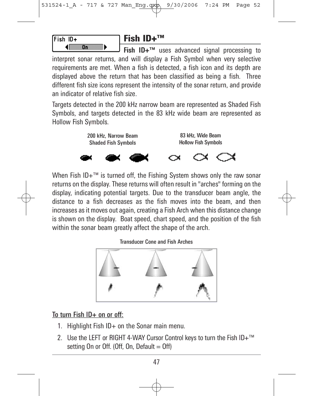 Humminbird 717, 727 manual Fish ID+ 