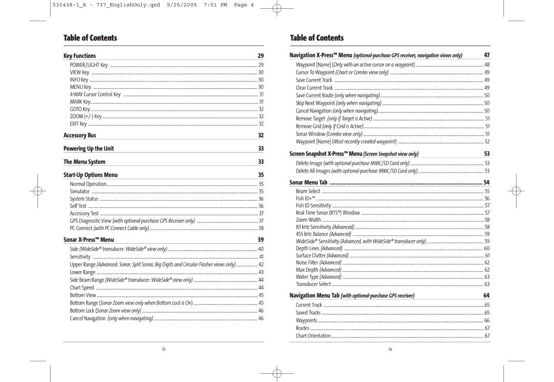 Humminbird 737, 700 series, 531438-1_A manual Key Functions 