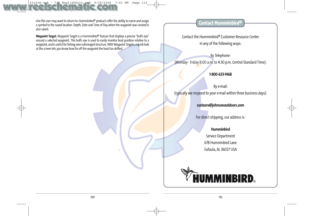 Humminbird 737 GPS manual Contact Humminbird 