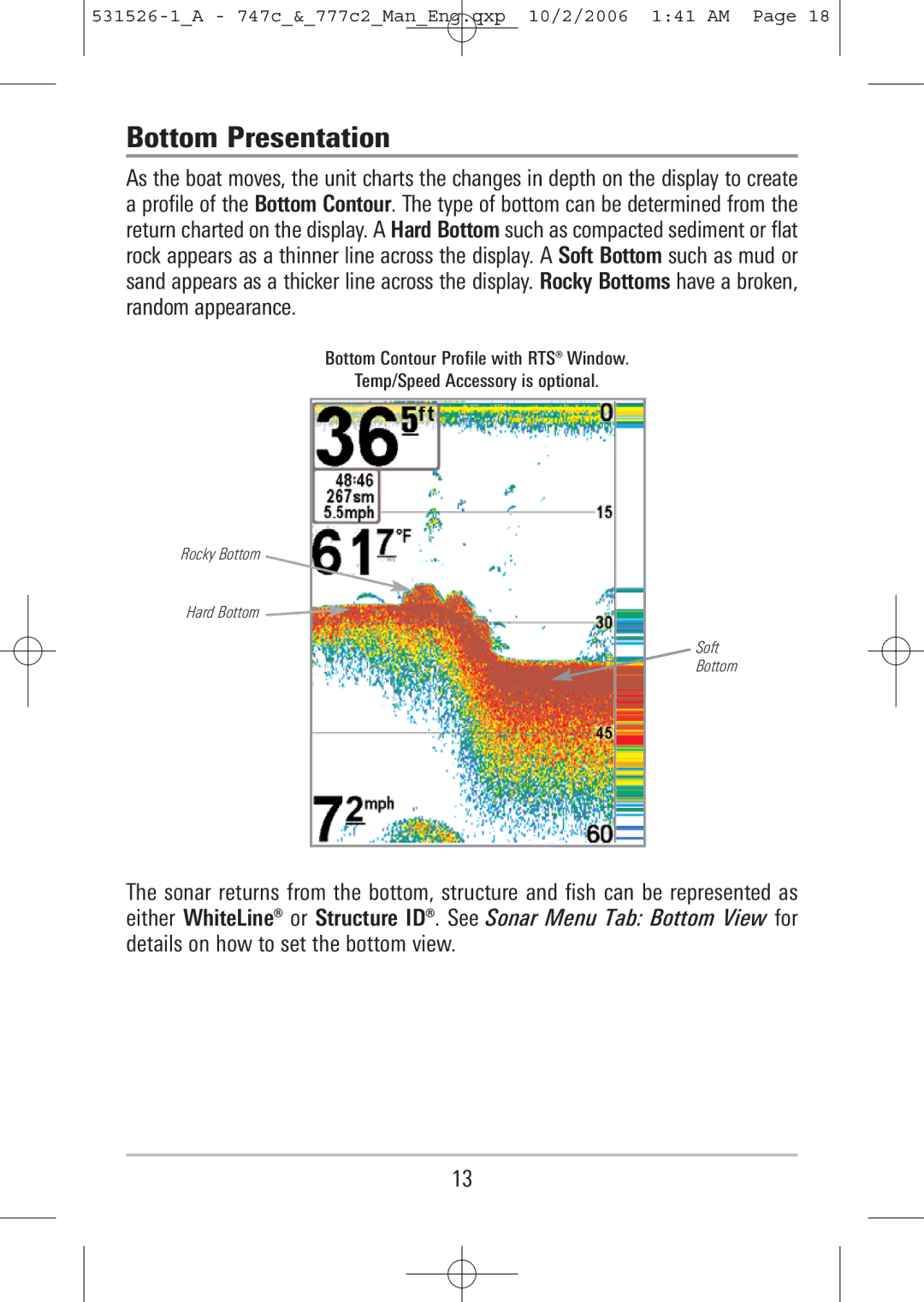 Humminbird 747c, 777c2 manual Bottom Presentation 