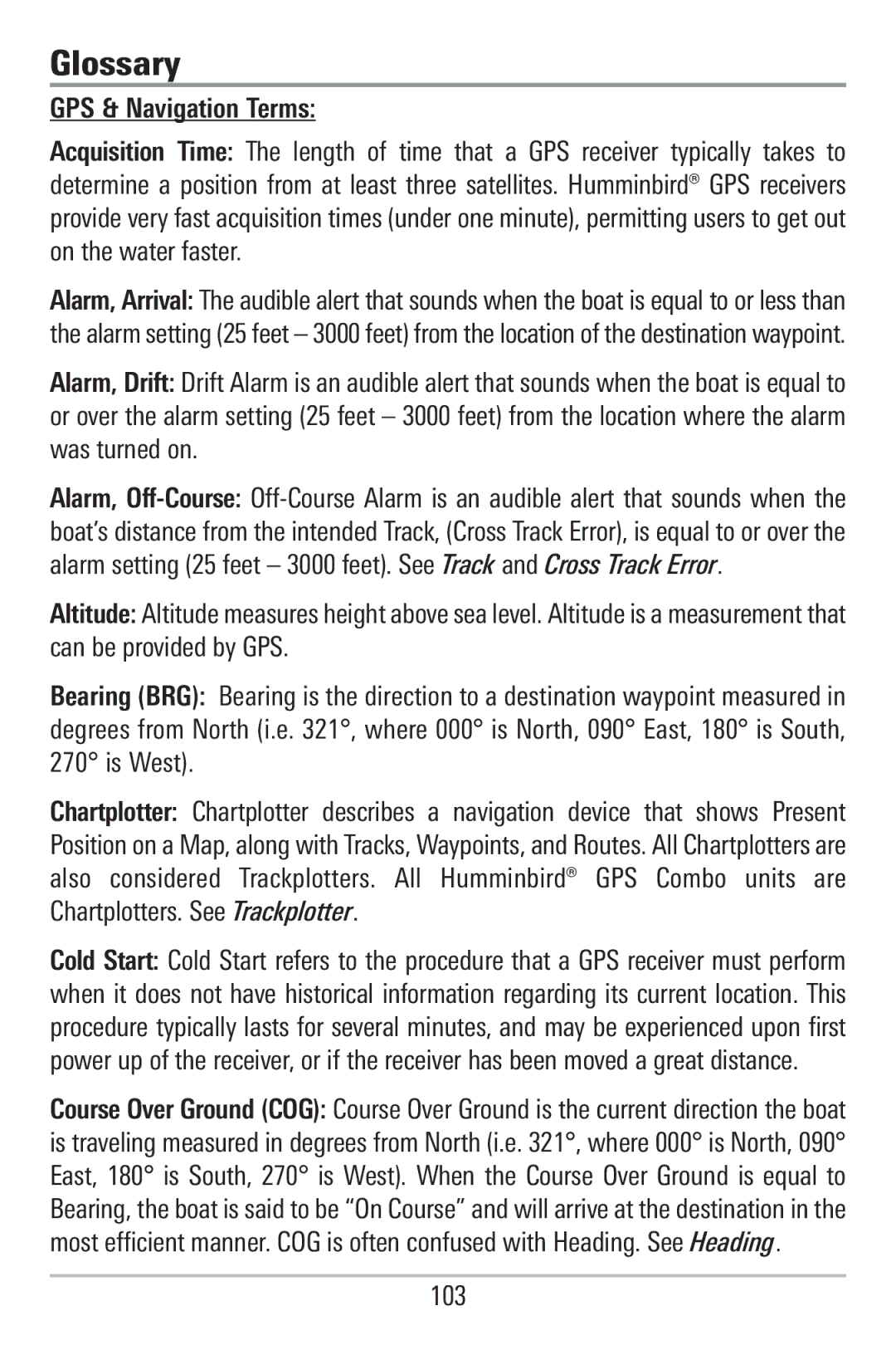 Humminbird 755C, 785C2I manual Glossary, GPS & Navigation Terms 