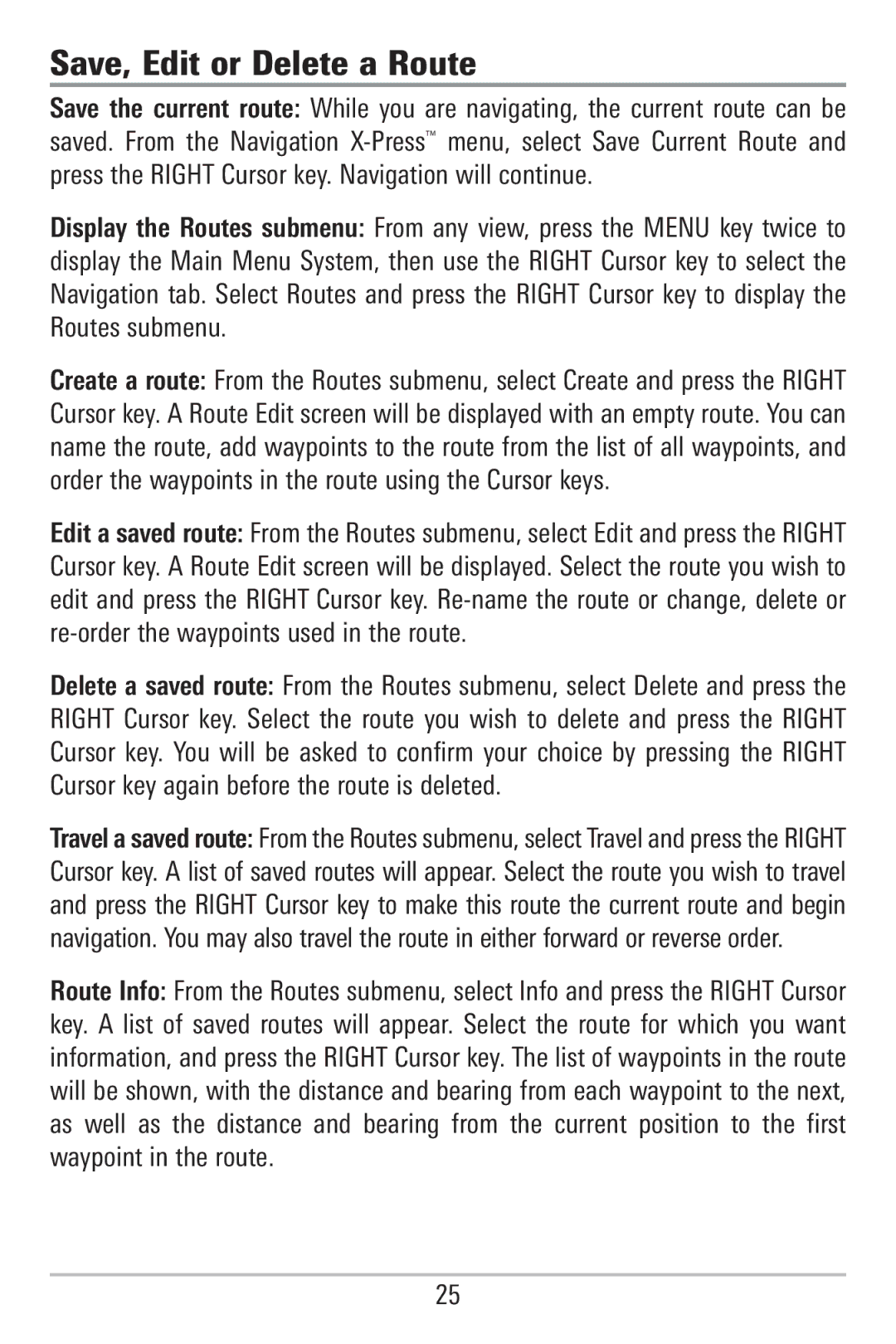 Humminbird 755C, 785C2I manual Save, Edit or Delete a Route 