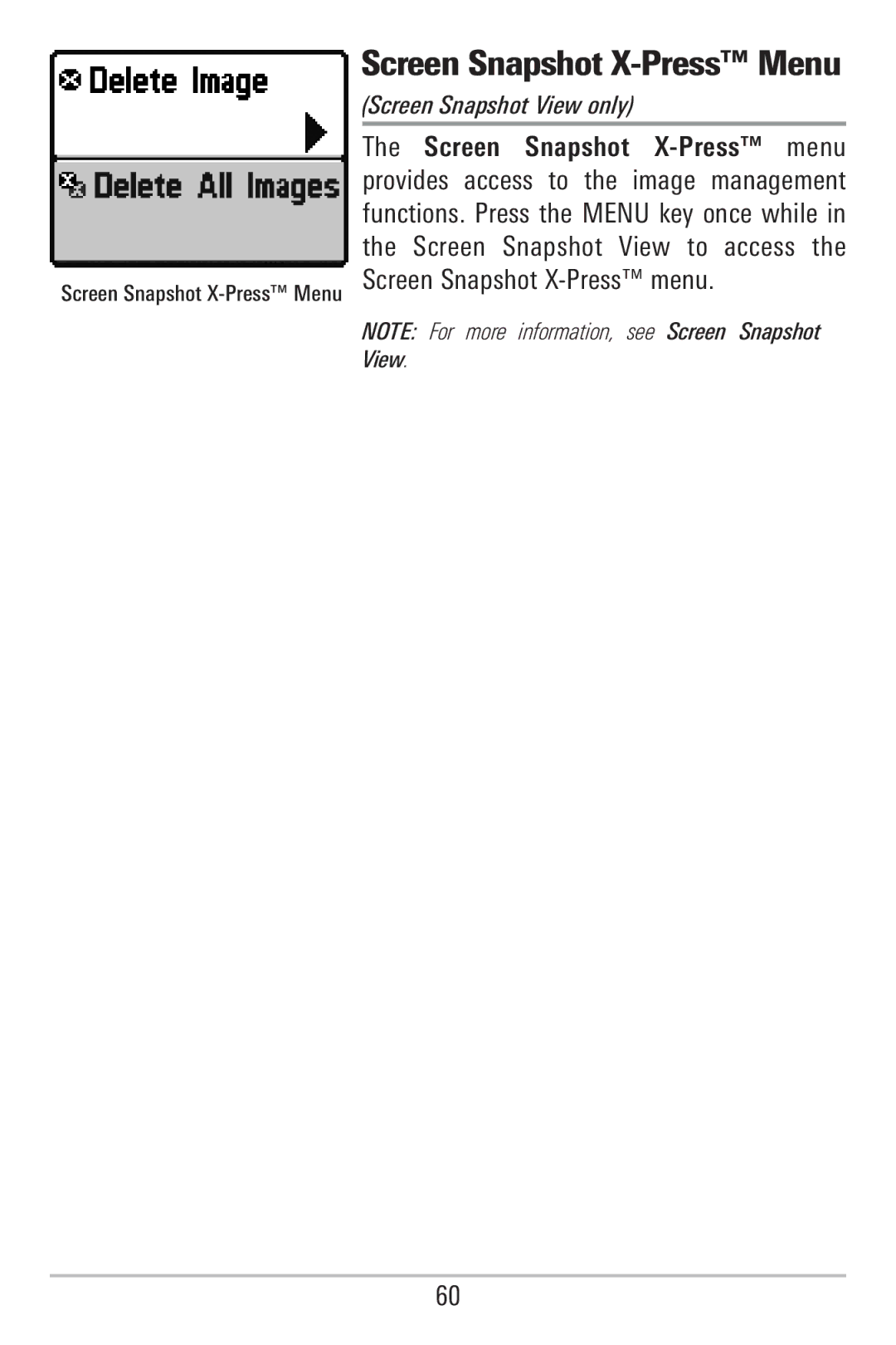 Humminbird 755C, 785C2I manual Screen Snapshot X-Press Menu 