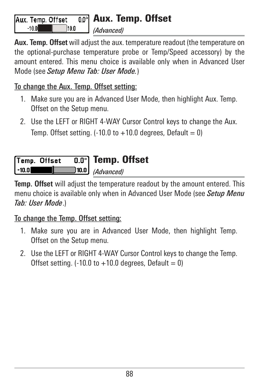 Humminbird 755C, 785C2I manual Aux. Temp. Offset 