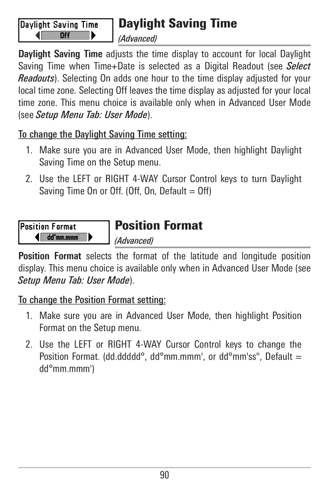 Humminbird 755C, 785C2I manual Daylight Saving Time, Position Format 