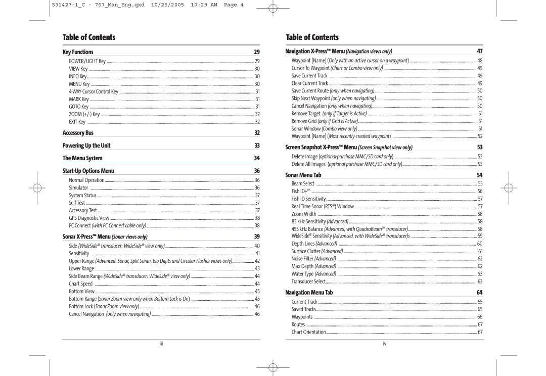 Humminbird 767 manual Key Functions 