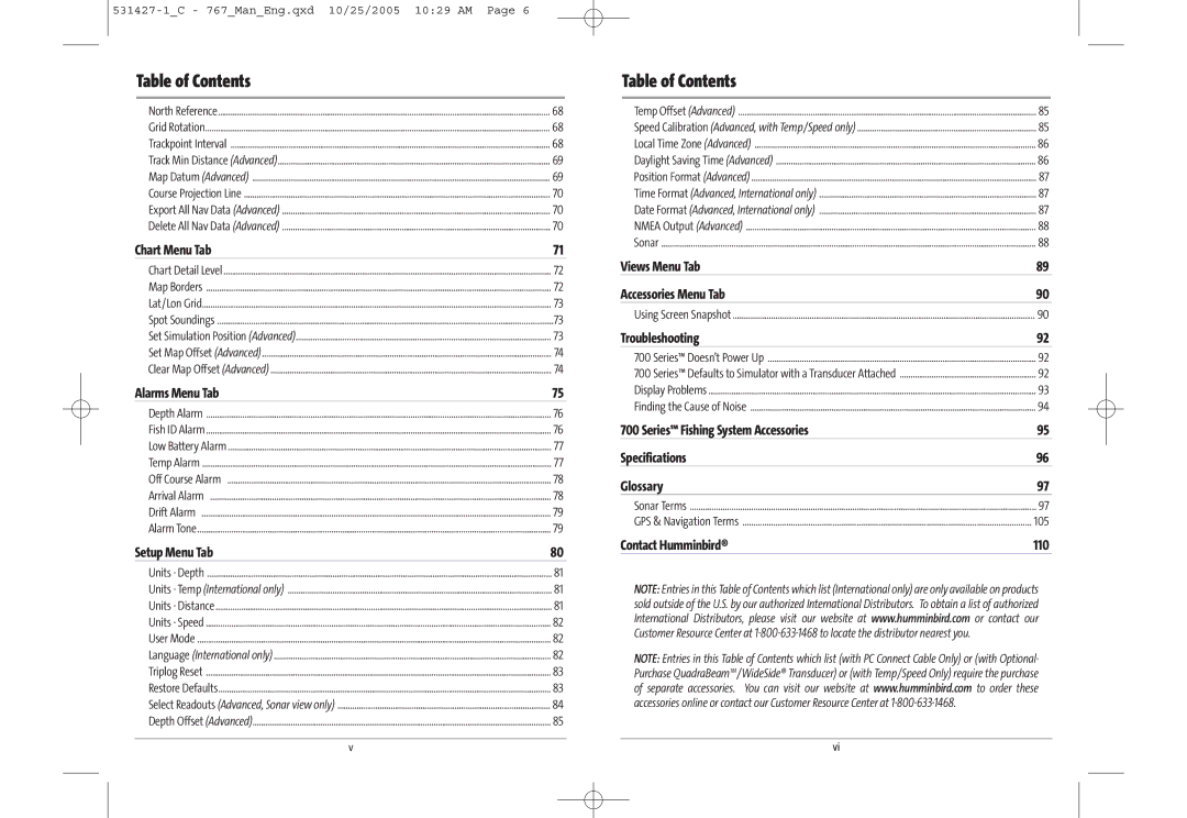 Humminbird 767 manual Views Menu Tab Accessories Menu Tab 