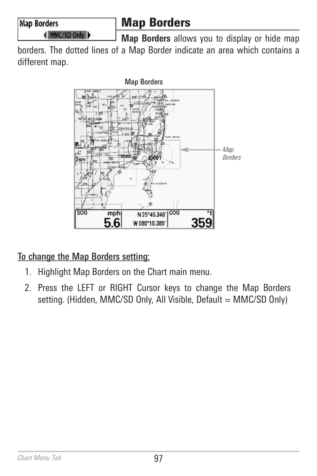 Humminbird 786CI manual Map Borders 