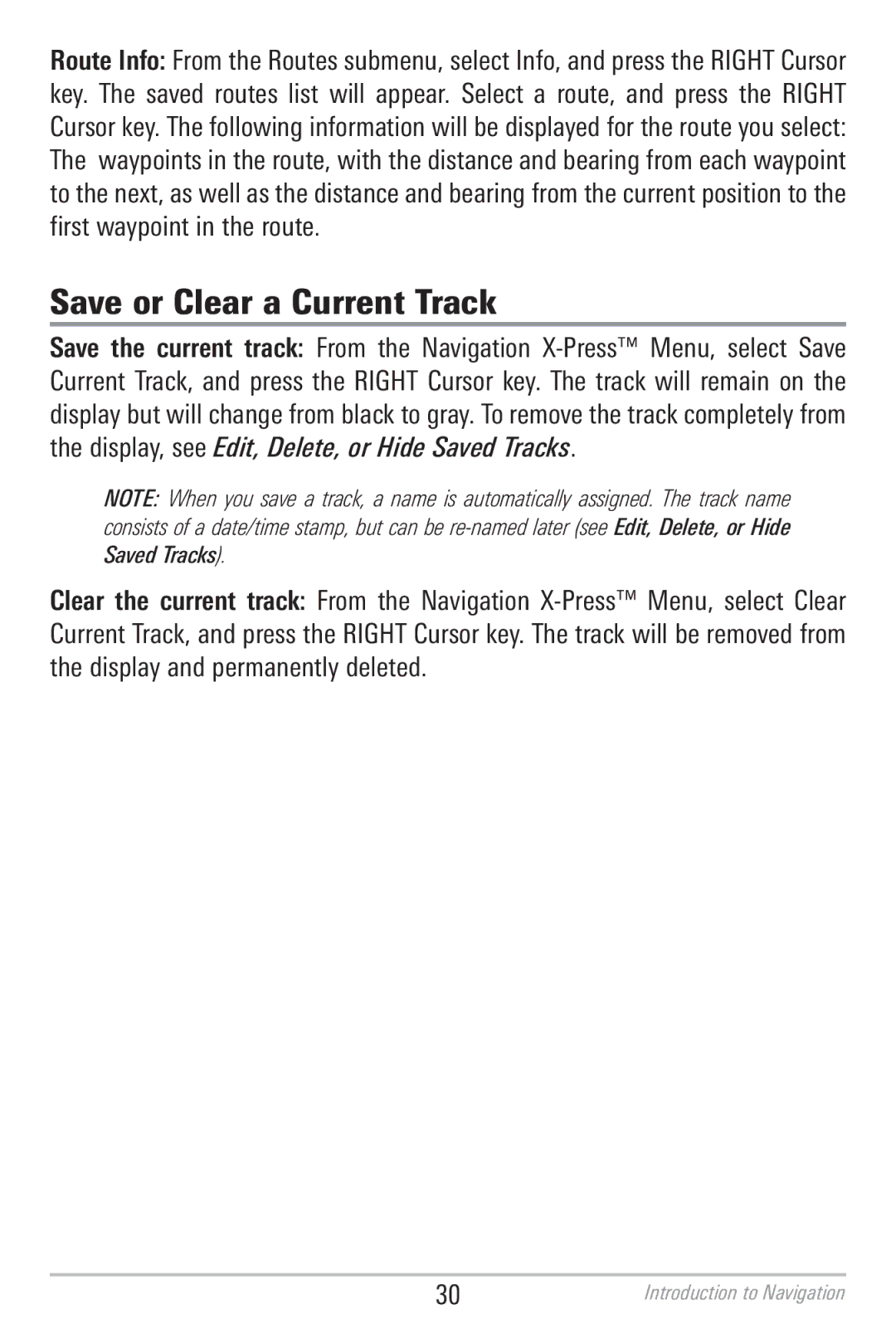 Humminbird 786CI manual Save or Clear a Current Track 