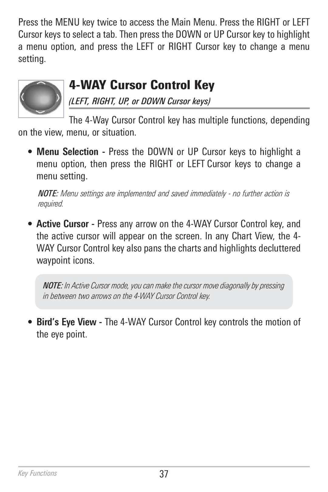 Humminbird 786CI manual WAY Cursor Control Key 