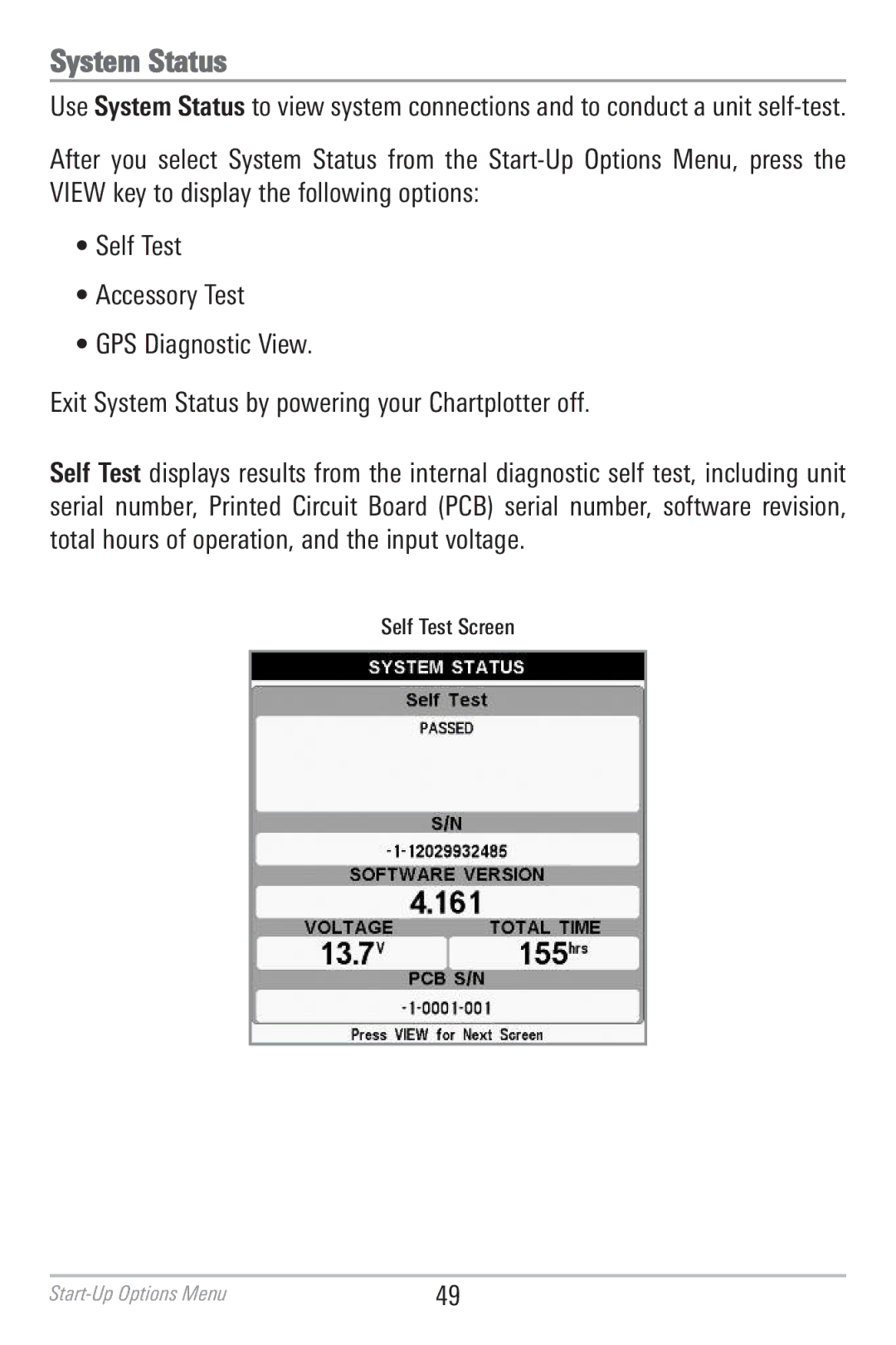 Humminbird 786CI manual System Status 