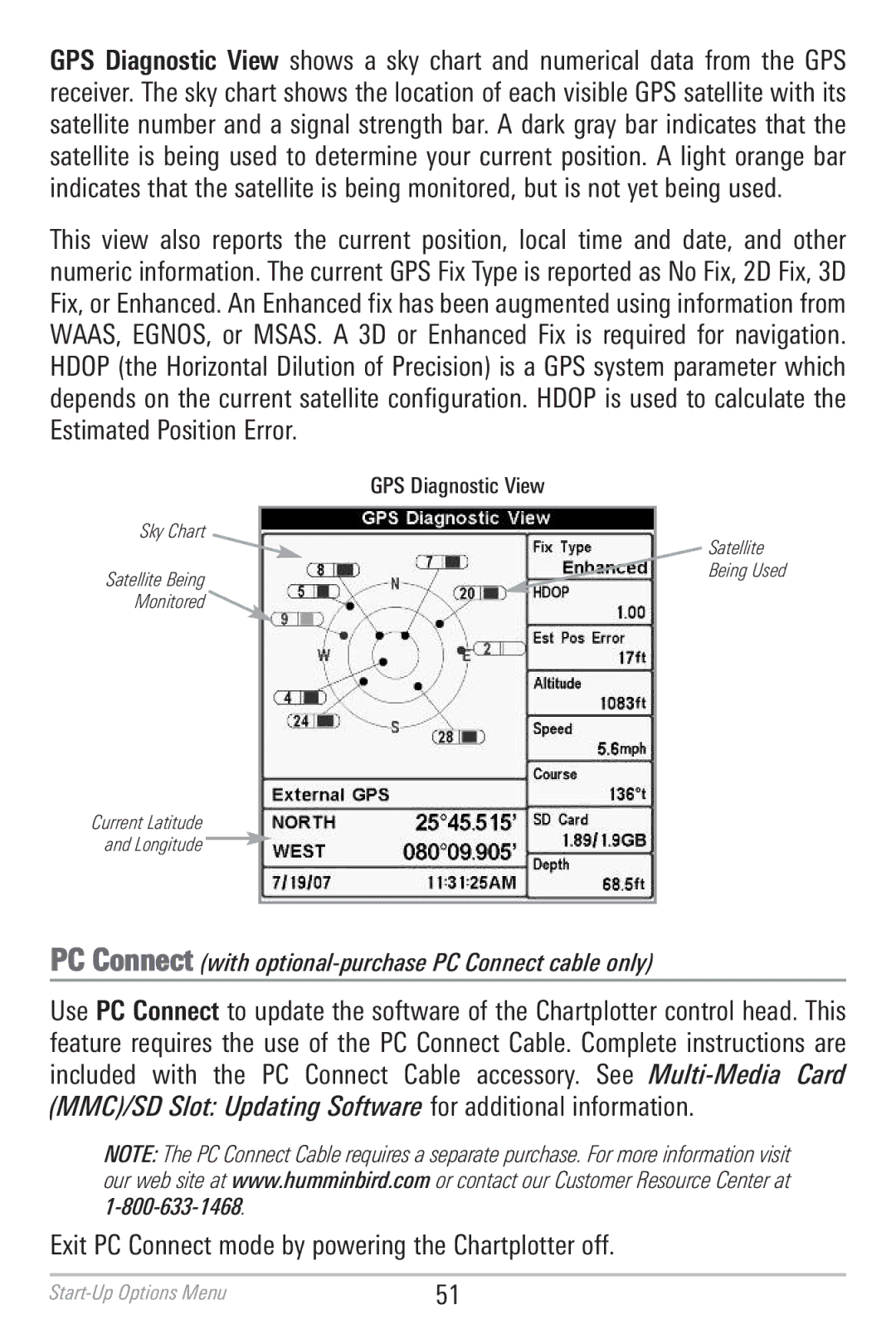 Humminbird 786CI manual Exit PC Connect mode by powering the Chartplotter off 