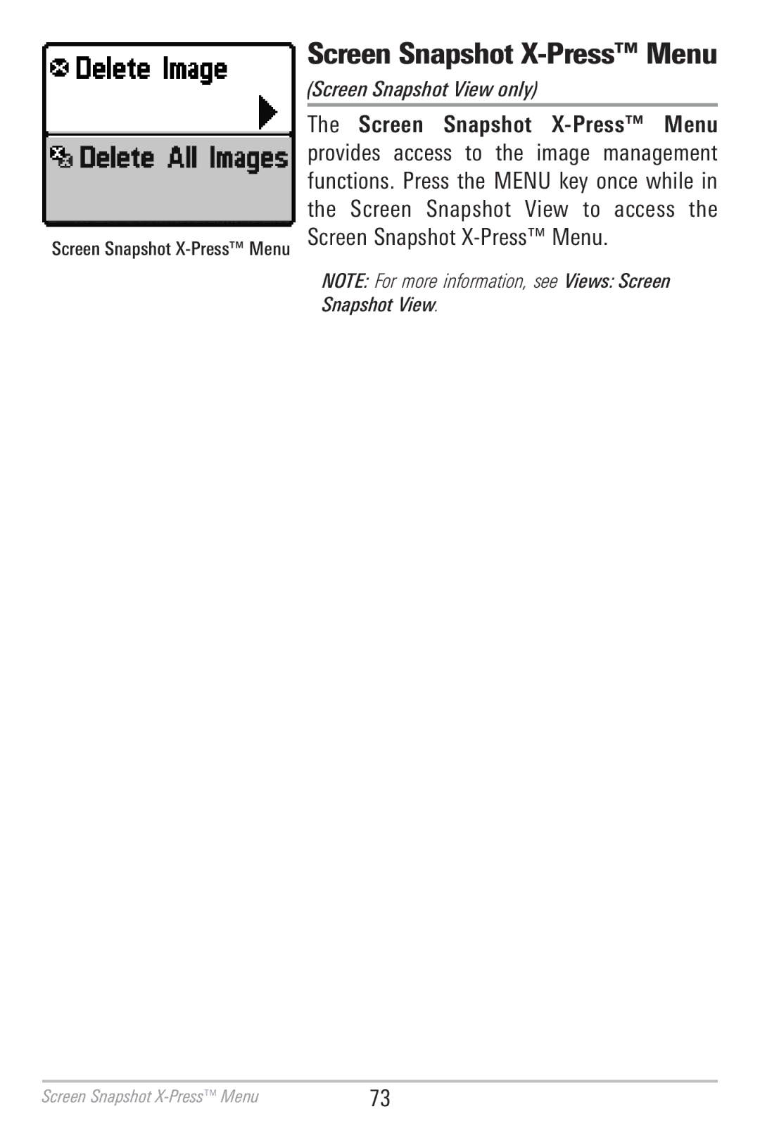 Humminbird 786CI manual Screen Snapshot X-Press Menu 