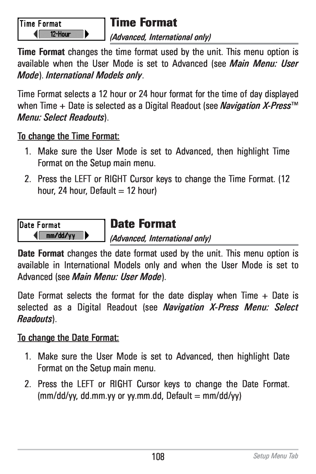 Humminbird 786CI manual Time Format, Date Format 