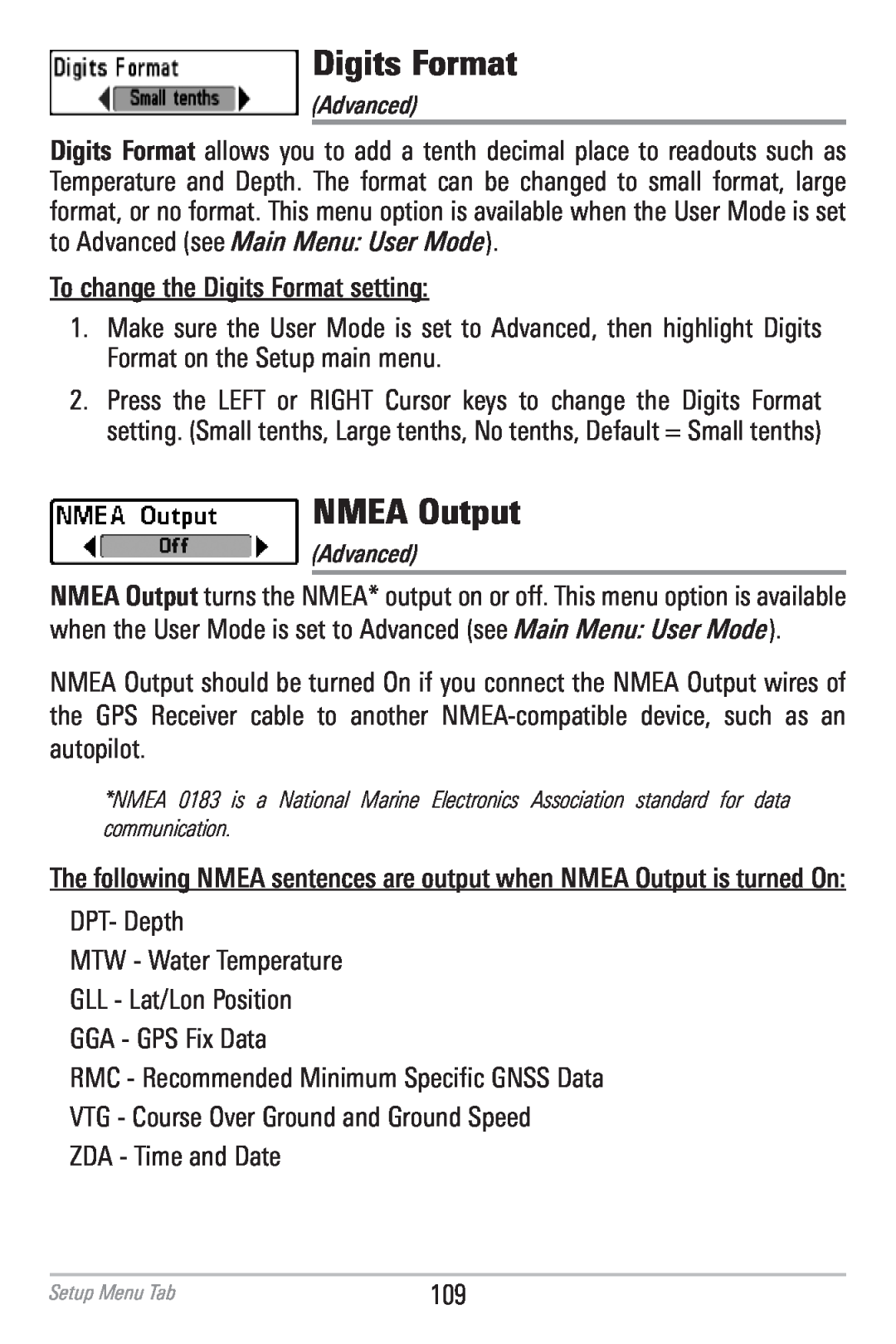 Humminbird 786CI manual Digits Format, NMEA Output 