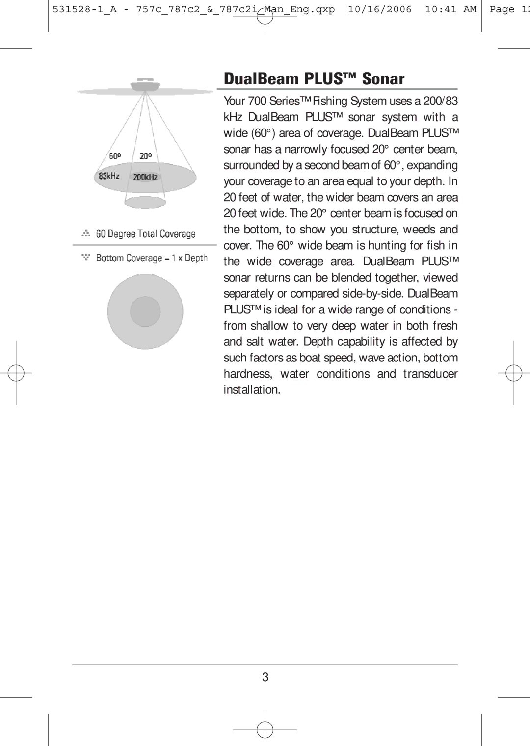 Humminbird 787c2i, 757c manual DualBeam Plus Sonar 