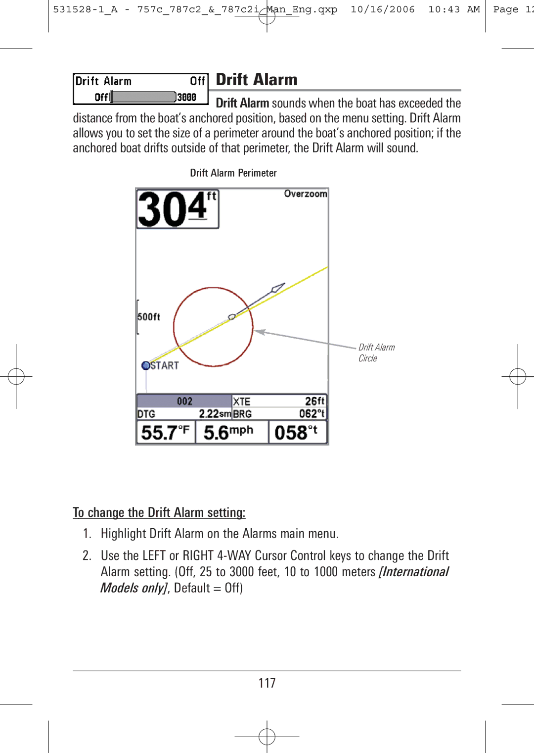 Humminbird 787c2i, 757c manual Drift Alarm Perimeter 
