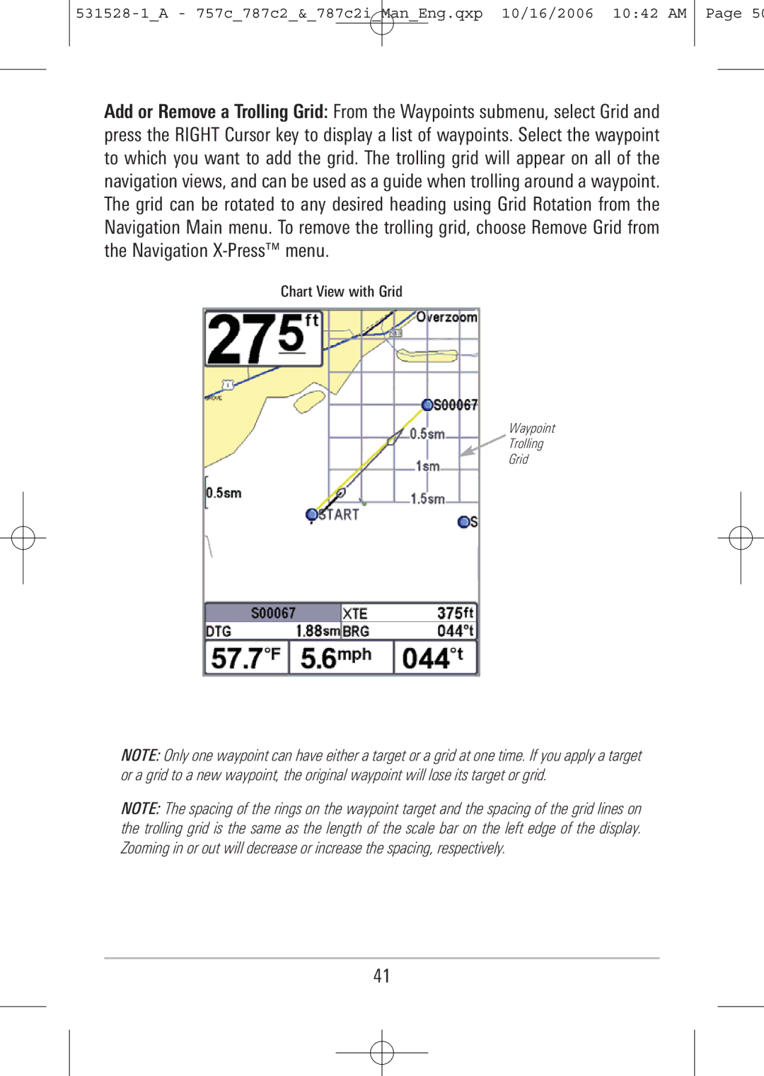 Humminbird 787c2i, 757c manual Waypoint Trolling Grid 