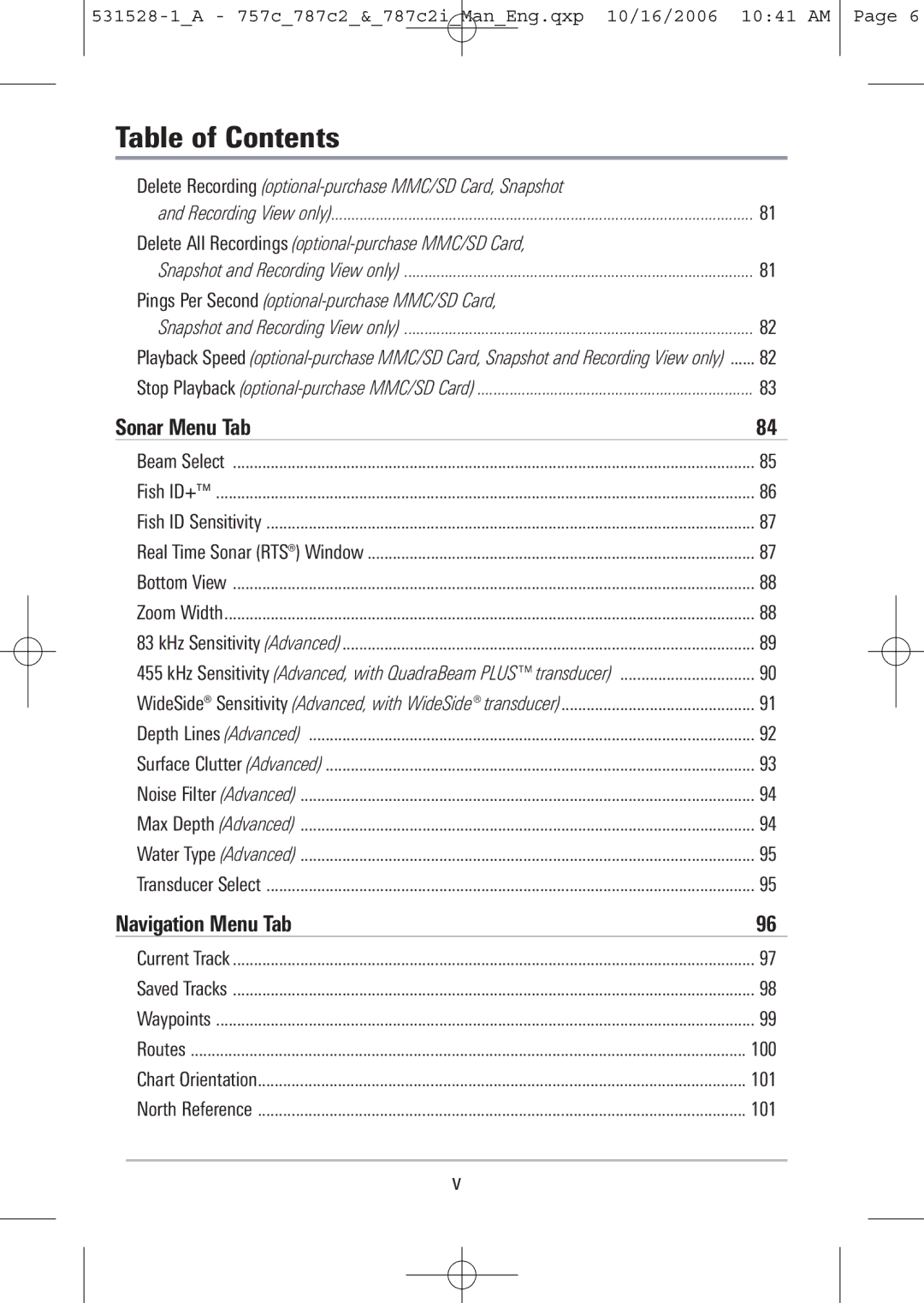 Humminbird 787c2i, 757c manual Table of Contents 