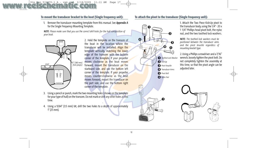 Humminbird 937C COMBO, 937C DF COMBO manual Corner of the template, Moves clockwise as the boat moves 