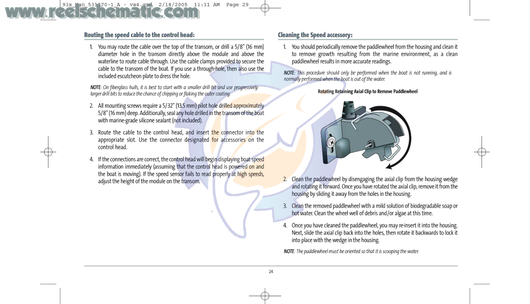 Humminbird 937C COMBO, 937C DF COMBO manual Routing the speed cable to the control head, Cleaning the Speed accessory 