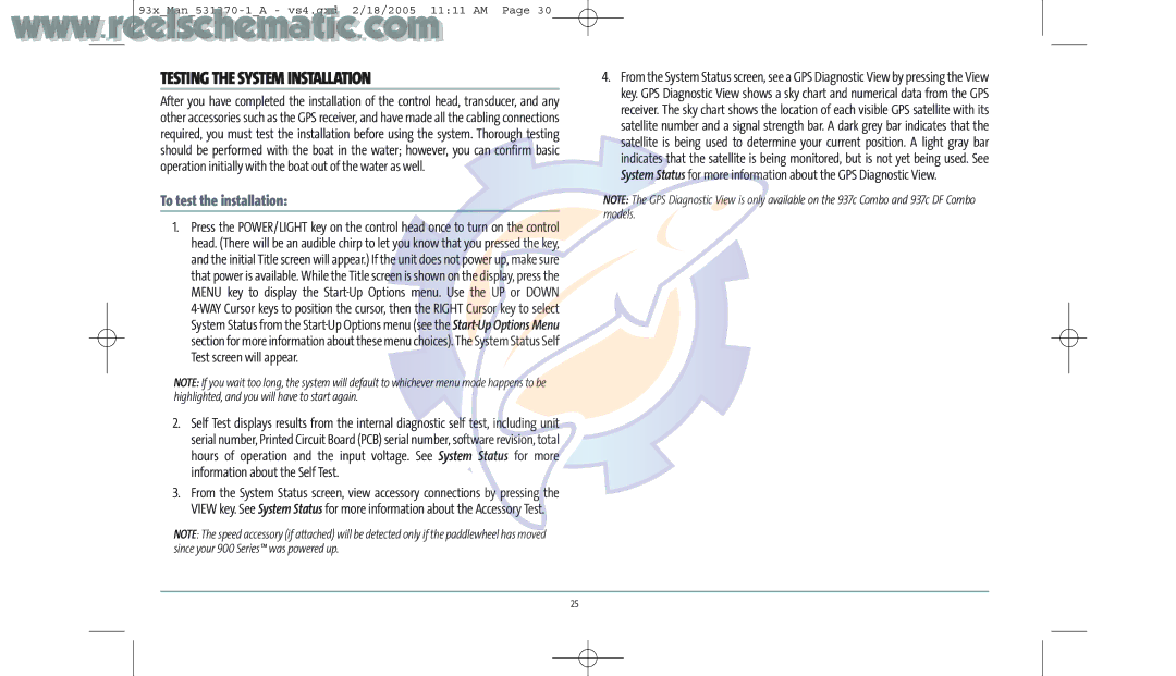 Humminbird 937C DF COMBO, 937C COMBO manual Testing the System Installation, To test the installation 