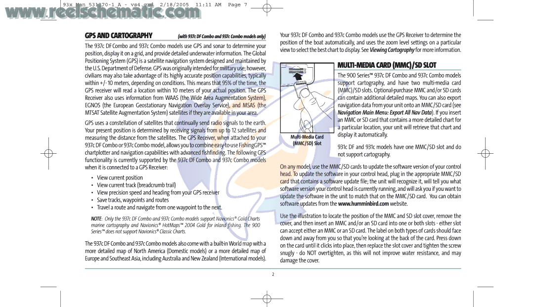Humminbird 937C DF COMBO, 937C COMBO manual MULTI-MEDIA Card MMC/SD Slot, Multi-Media Card MMC/SD Slot 