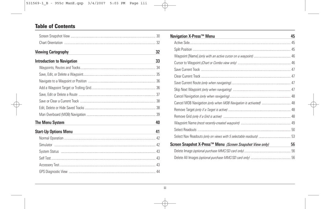 Humminbird 955C manual Menu System Start-Up Options Menu 