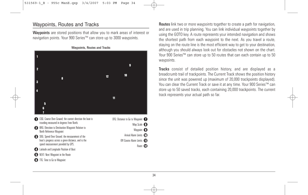 Humminbird 955C manual Waypoints, Routes and Tracks 