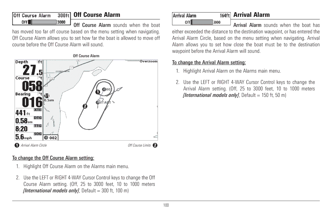 Humminbird 957C, 917C manual Off Course Alarm, Arrival Alarm 