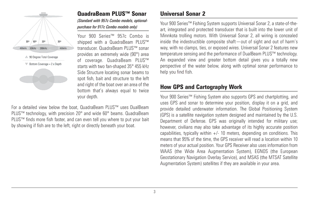 Humminbird 917C, 957C manual QuadraBeam Plus Sonar, Universal Sonar, How GPS and Cartography Work 