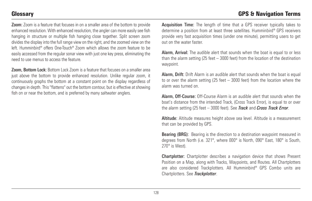 Humminbird 957C, 917C manual Glossary 