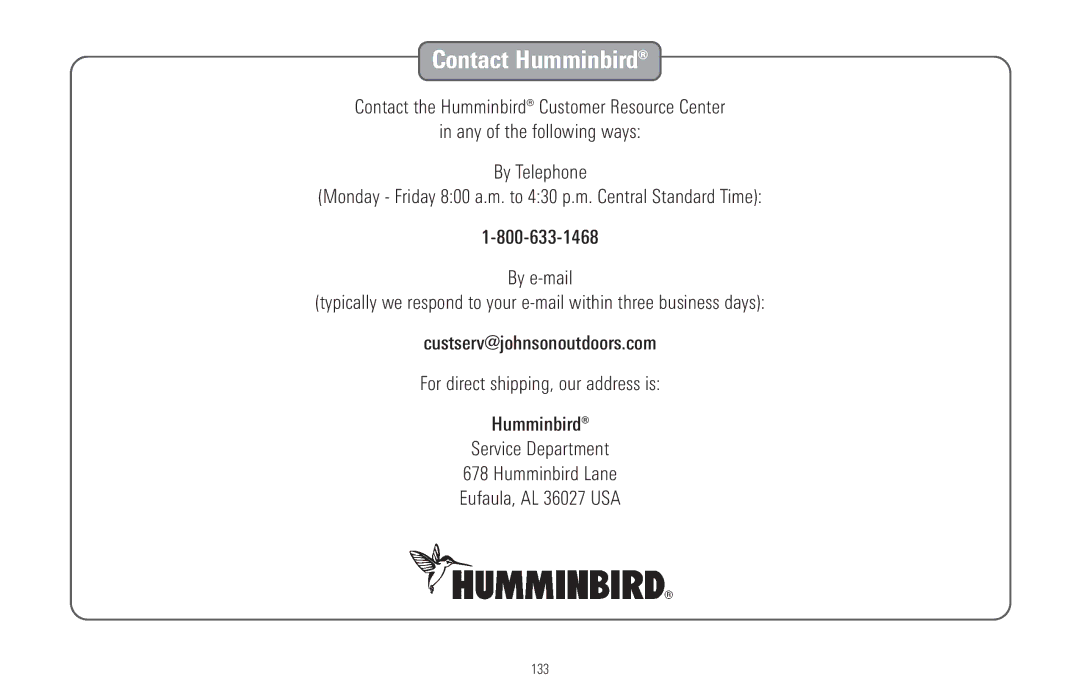 Humminbird 917C, 957C manual Contact Humminbird 