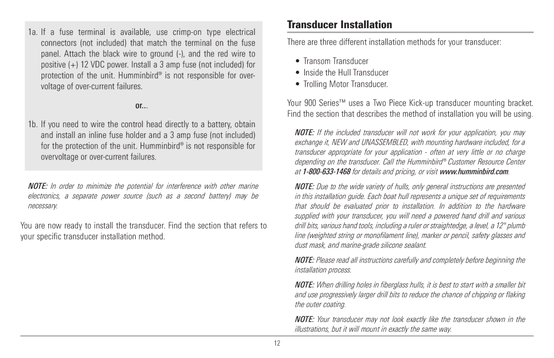 Humminbird 957C, 917C manual Transducer Installation 