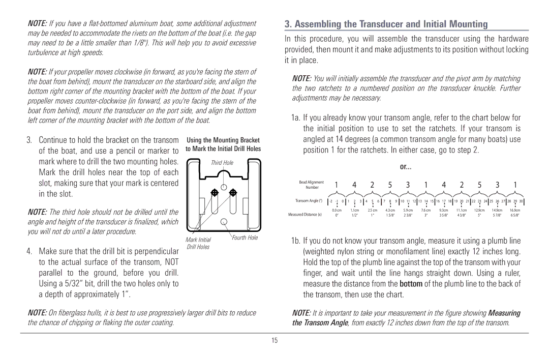 Humminbird 917C, 957C manual Assembling the Transducer and Initial Mounting 