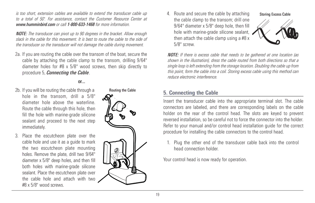 Humminbird 917C, 957C manual Connecting the Cable, Screw 