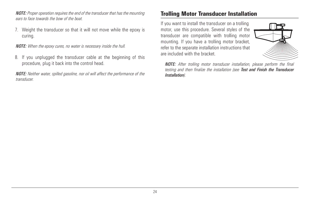 Humminbird 957C, 917C manual Trolling Motor Transducer Installation, Are included with the bracket 