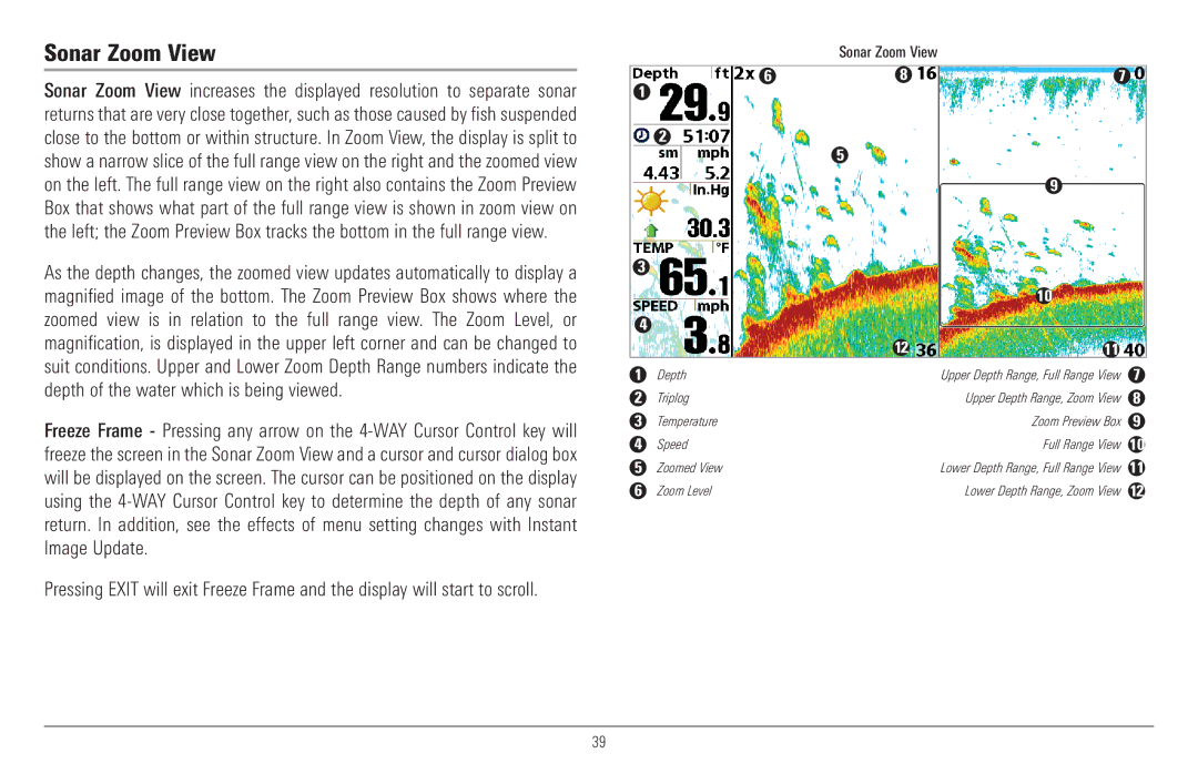 Humminbird 917C, 957C manual Sonar Zoom View 