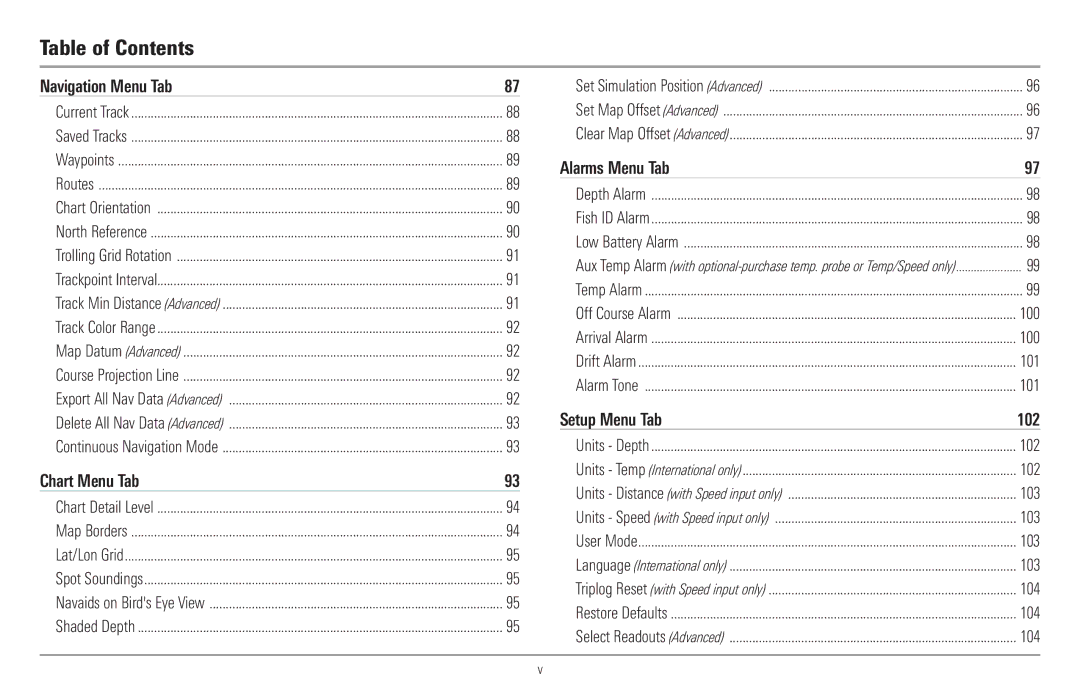 Humminbird 957C, 917C manual Navigation Menu Tab 