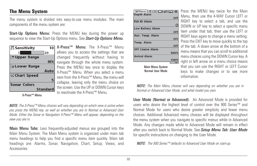 Humminbird 957C, 917C manual Menu System 