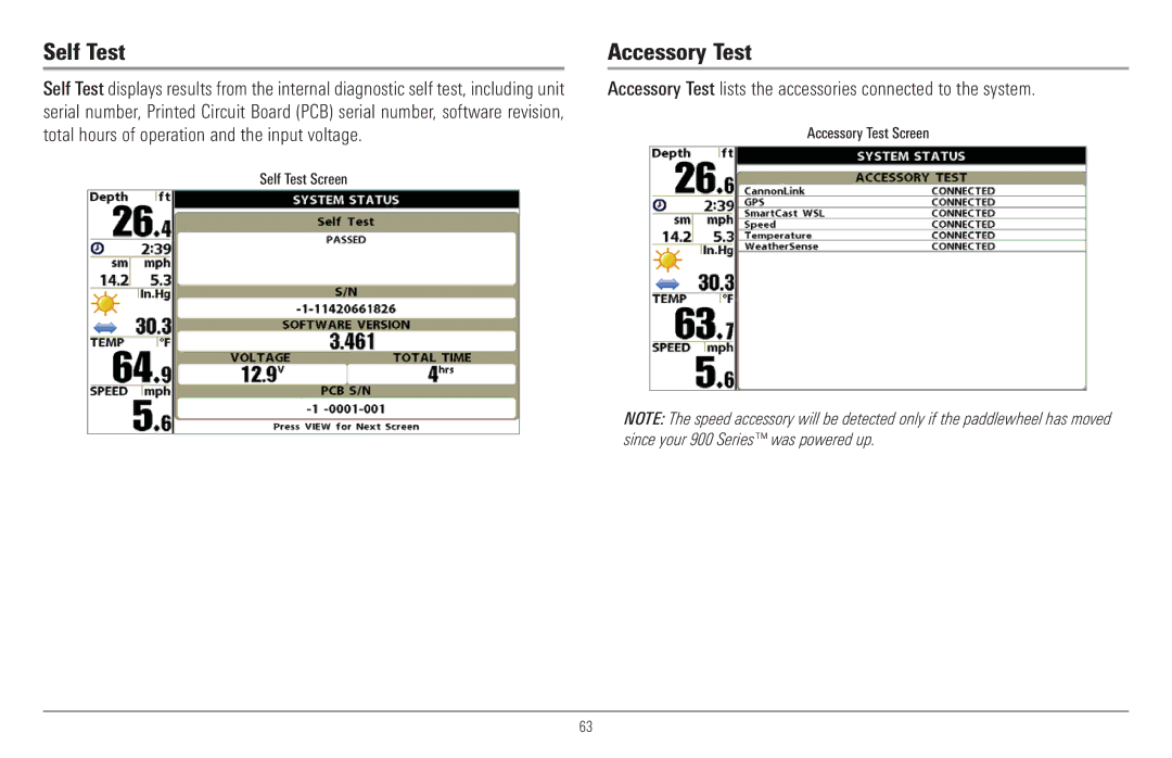 Humminbird 917C, 957C manual Self Test, Accessory Test 