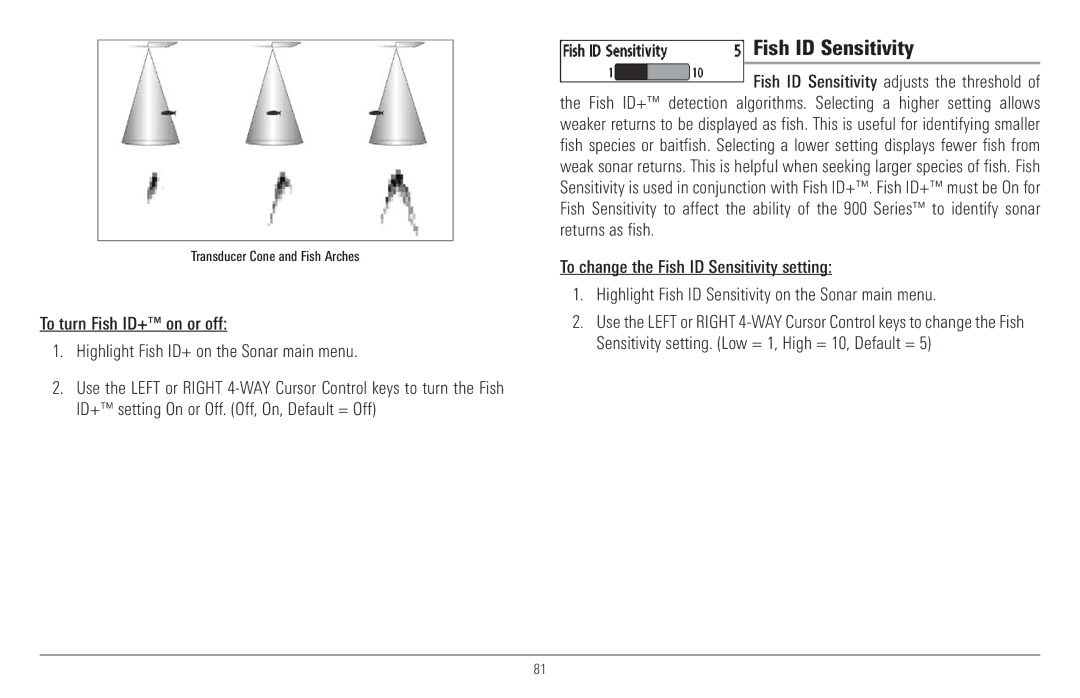 Humminbird 917C, 957C manual Fish ID Sensitivity 