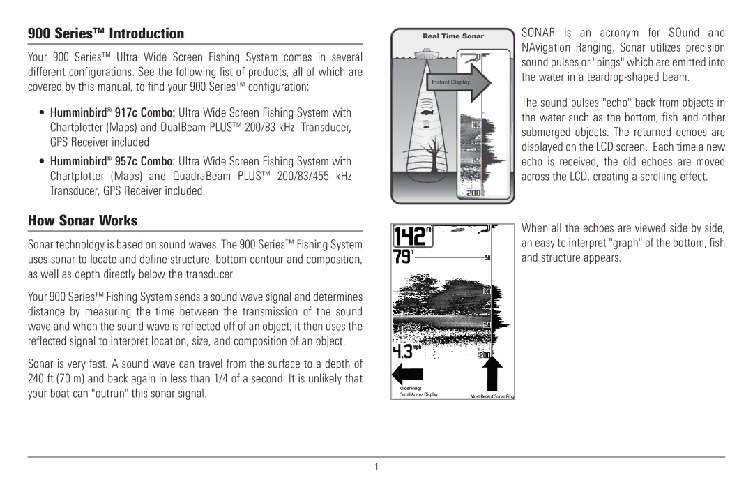 Humminbird 917C, 957C manual Series Introduction, How Sonar Works 