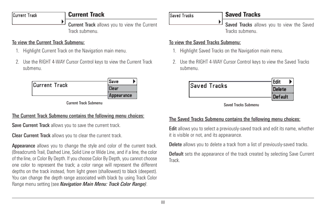 Humminbird 957C, 917C manual Current Track, Saved Tracks 