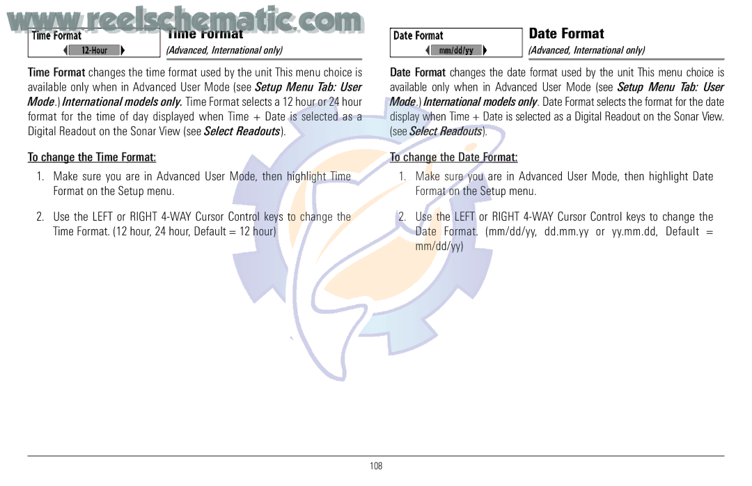 Humminbird 957C manual Time Format, Date Format, Advanced, International only 