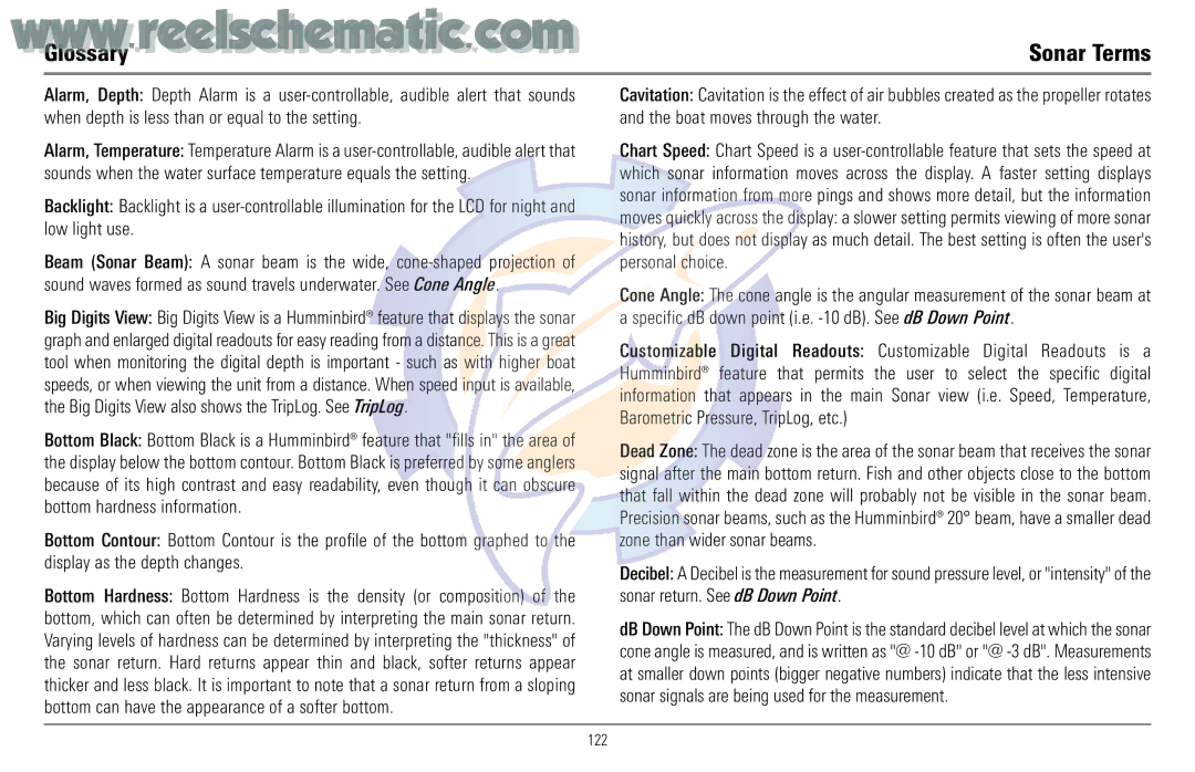 Humminbird 957C manual Glossary 