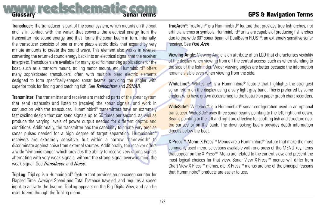 Humminbird 957C manual Sonar Terms 