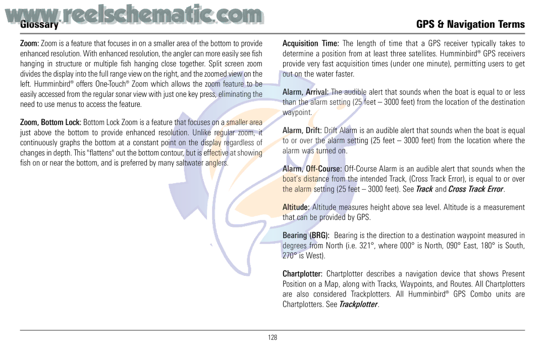 Humminbird 957C manual Glossary GPS & Navigation Terms 