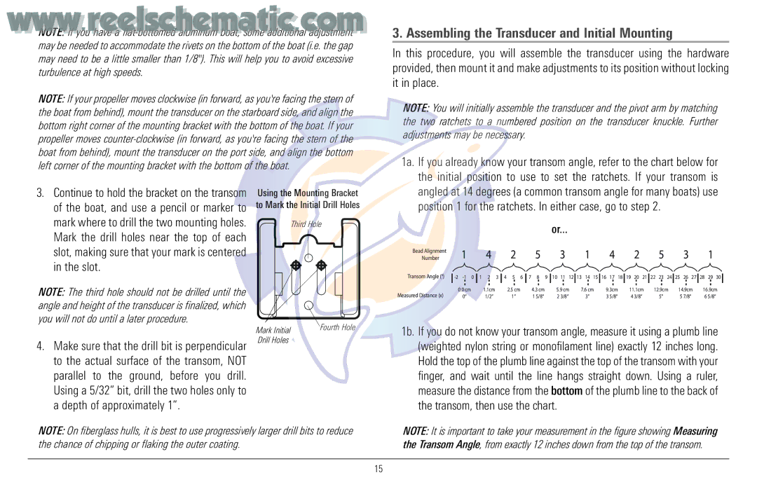 Humminbird 957C manual Assembling the Transducer and Initial Mounting 