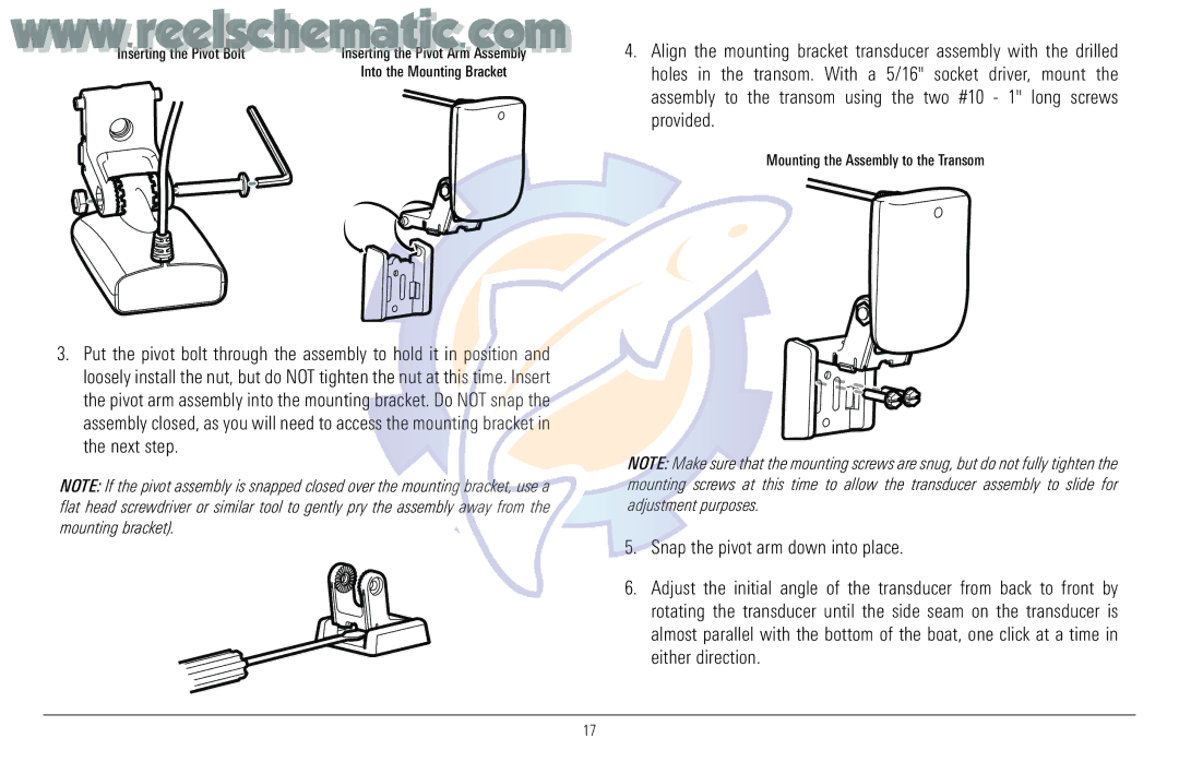 Humminbird 957C manual Mounting the Assembly to the Transom 